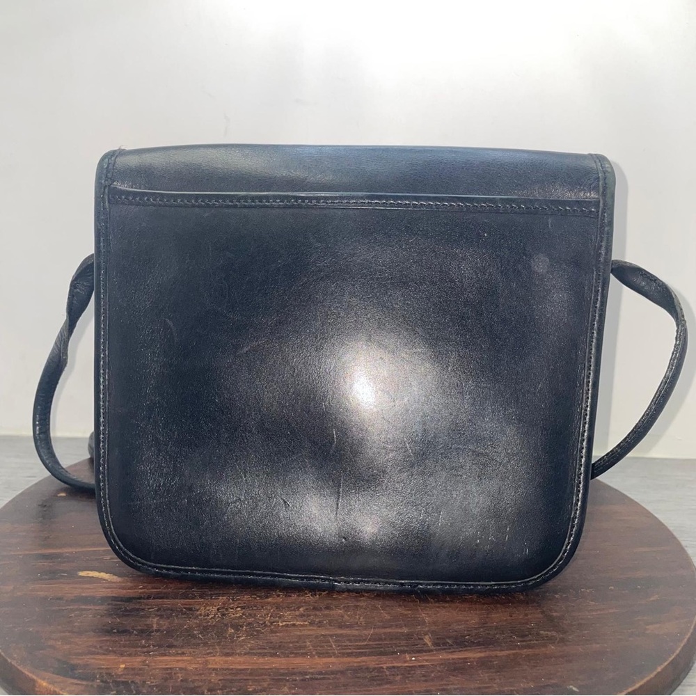 COACH Vintage Black Leather Crossbody Bag Purse Classic 202-09 Twist Lock - Picture 4 of 13